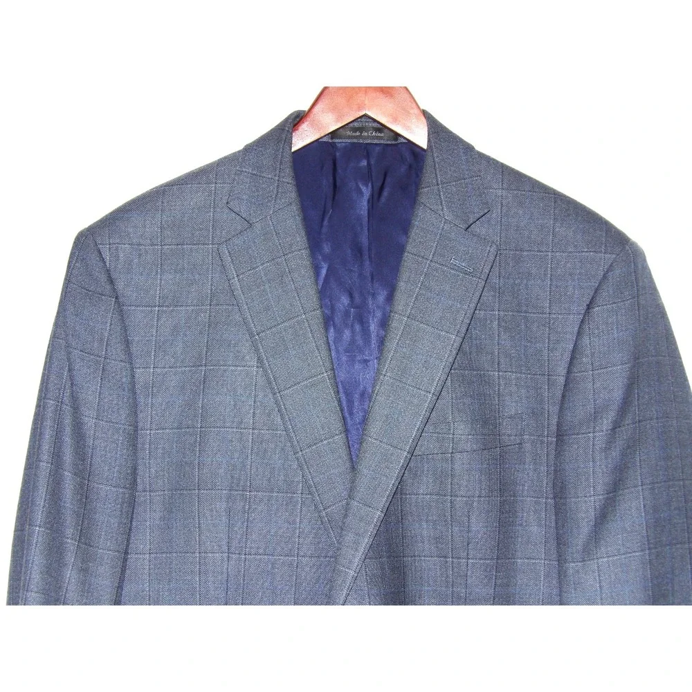 LAUREN Ralph Lauren Blue Plaid 2 Button Wool/Silk Blazer‎ Men's 42 Long